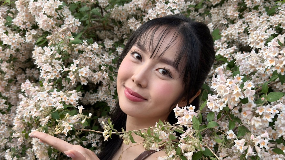 Close up photo of Aiko Mizukami at a flower garden